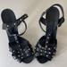 Gucci Shoes | Authentic 100% Leather Black Gucci Silver Studded Sandals, Size 8.5 M, Pre-Loved | Color: Black/Silver | Size: 8.5