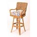 Alexander & Sheridan Inc. Key Largo Swivel 24" Counter Stool Wicker/Rattan in Blue/Brown | 39.5 H x 22 W x 22.5 D in | Wayfair KEY10124-AH-PA