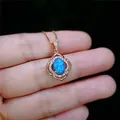 Dainty Crystal Flower Wedding Necklace for Women Charm Female Opal Stone Pendant Rose Gold