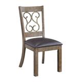 Set of 2 PU Side Chair in Black and Weathered Cherry Finish