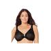 Plus Size Women's Full Figure Plus Size Lacey T-Back Front-Close WonderWire Bra Underwire 9246 by Glamorise in Black (Size 42 B)