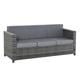 3 - Sitzer Rattansofa Mit Kissen (Farbe: Grau)