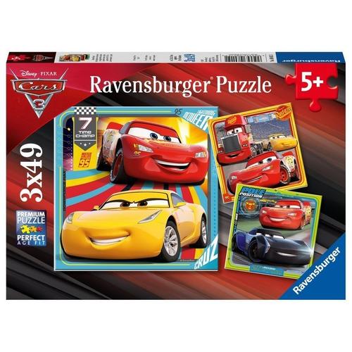 Ravensburger Kinderpuzzle - 08015 Bunte Flitzer - Puzzle für Kinder ab 5 Jahren, Disney Cars Puzzle mit 3x49 Teilen