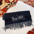 Coach Accessories | Coach 100% Wool Double Face Oversized Scarf In Black/Grey | Color: Black/Gray | Size: Os