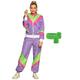 Boland - Trainingsset für Damen, lila-grün, 80er Jahre Trainingsanzug und 3-teiliges Schweißband-Set, Bad Taste, Kostüm, Karneval, Mottoparty