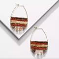 Anthropologie Jewelry | New Anthro Julien Beaded Hoop Earrings | Color: White/Silver | Size: Os
