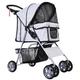 PawHut Pet Stroller for Small Dogs Cats Foldable Travel Carriage with Wheels Zipper Entry Cup Holder Storage Basket Grey