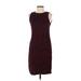 Bobeau Casual Dress - Sheath Crew Neck Sleeveless: Burgundy Dresses - Women's Size Small