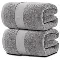 White Classic Luxury Bath Sheet Towels Extra Large | Highly Absorbent Hotel spa Collection 650 GSM | 89x178 cm | 2 Pack (Light Gray)
