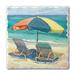 CounterArt Umbrella Days Single Image Absorbent Stone Tumbled Tile Coaster Stoneware in Blue/Brown/Yellow | 0.25 H x 4 W x 0.25 D in | Wayfair