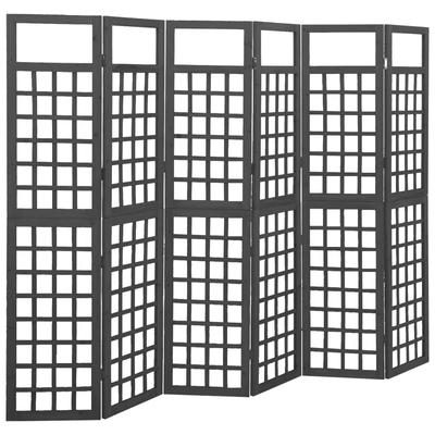 vidaXL 6-Panel Room Divider/Trellis Solid Fir Wood Black 95.5"x70.9" - 95.5" x 70.9"