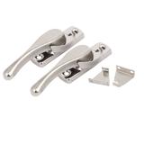 Sliding Door Window Sash Stainless Steel Crescent Type Right Hand Locks 2pcs - Silver Tone