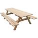 Outdoor White Cedar Log 8' Picnic Table with Attached Benches