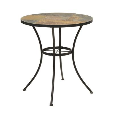 Round Table with Slate Top by 4D Concepts in Black Metal Slate