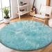 Blue 70.87 x 70.87 x 2.5 in Area Rug - Everly Quinn Macie-Lou Handmade Shag Faux Sheepskin Light Area Rug Sheepskin/Faux Fur | Wayfair