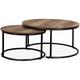 Lot de 2 tables gigognes rondes métal noir. décor bois - Loft - encastrables. 1x Ø77 x h 40cm / x1