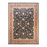 Overton Hand Knotted Wool Vintage Inspired Traditional Mogul Black Area Rug - 9' 2" x 12' 5"