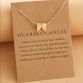 Anthropologie Jewelry | 3/$30 New! Guardian Angel Wish Necklace With Card Minimalist Beautiful Dainty | Color: Gold/Red/Silver | Size: Various