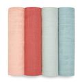 aden + anais 100% Organic Cotton Muslin Swaddle & Receiving Blankets for Baby Girls & Boys, 120x120cm, Ideal Newborn & Infant Swaddling Wrap Set, Perfect Shower Gifts, 4 Pack, Mother Earth, ASWO40001