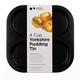 Wrenbury Yorkshire Pudding Tray 4 Cup Twin Pack - Heavy Gauge Toughened Non Stick Yorkshire Pudding Pan Tin – 10 Year Quality Guarantee Baking Tray Yorkshire Puddings (Set of 2)