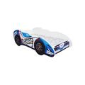 Lit enfant F1 race car bleu et blanc 80x160 cm - Sommier et matelas inclus