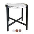 kreatives Wohnen Beistelltisch Couchtisch Wohnzimmer-Tisch rund Omaha Metall-Gestell Altsilber oder schwarz weiß gekälkt, Holz, Extra breit