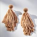 Anthropologie Jewelry | Anthropologie Deepa Tasseled Drop Earrings | Color: Cream/Tan | Size: Os