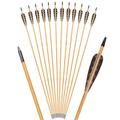 ELONG OUTDOOR 30 Inch Wooden Feather Arrows 4 Inch Turkey Feathers Fletching Field Points Target Practice Arrow for Longbow Recurve Bow Traditional Horsebow