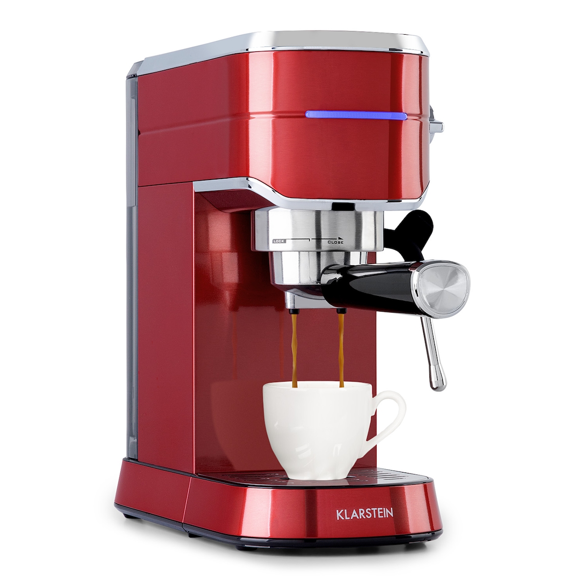 Klarstein Futura Espressomaker 20 bar 1450 Watt 20 bar Wassertank: 1,25 Liter rostfreier Edelstahl Rot-Metallic Image