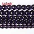 Perles d'espacement rondes en verre améthyste violet clair et lisse pour la fabrication de bijoux