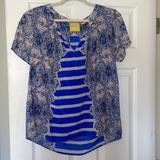 Anthropologie Tops | Anthropologie Silk Top Size L | Color: Blue/Pink | Size: L