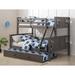 Macungie Twin over Full Solid Wood Standard Bunk Bed w/ Trundle by Harriet Bee Wood in Brown/Gray/Green | 63 H x 60.25 W x 80 D in | Wayfair
