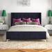 Etta Avenue™ Mikaela Tufted Upholstered Low Profile Standard Bed Metal in Black | 49.8 H x 66.1 W x 88.4 D in | Wayfair