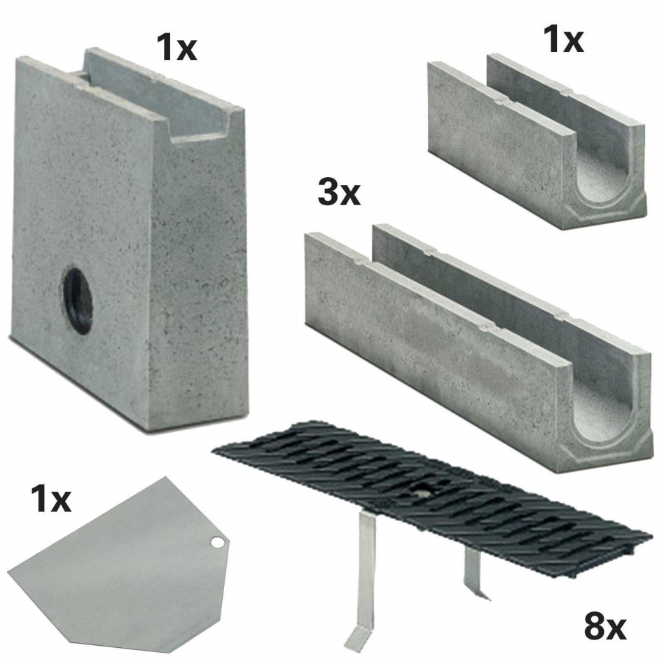 BIRCO Plus Komplett Set, 4 m, C 250 (25 to),mit Gussrost,ohne Innengefälle,Sinkkasten Image