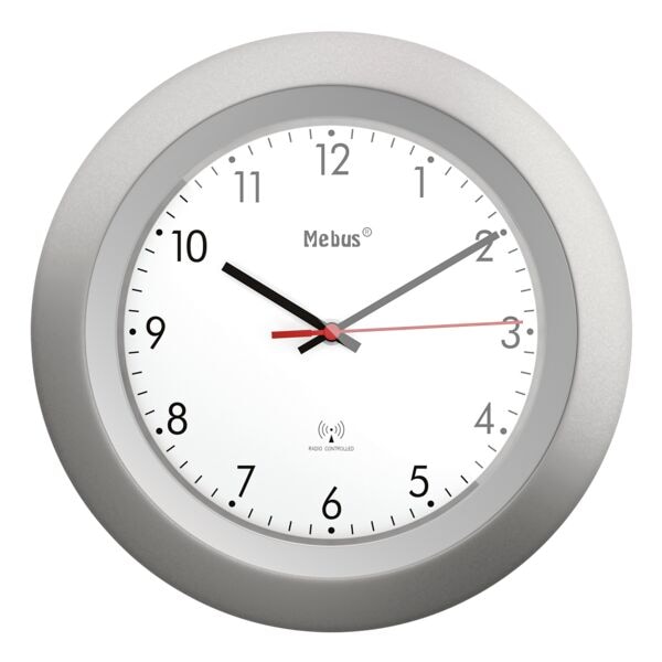 Mebus Funk-Wanduhr 19448 Ø 30 cm silberfarben silber Image