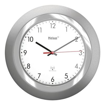 Mebus Funk-Wanduhr 19452 Ø 25 cm silberfarben silber