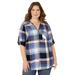 Plus Size Women's Half-Zip Plaid Blouse by Catherines in Americana Plaid (Size 0X)