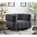 Armchair - Everly Quinn Carlan 46" Wide Tufted Armchair Velvet/Fabric in Gray | 29.5 H x 46 W x 35 D in | Wayfair 38B81E1D566247328A9E581F3E129CE5