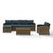 Birch Lane™ Lawson 5 Piece Rattan Sectional Seating Group w/ Cushions Synthetic Wicker/All - Weather Wicker/Wicker/Rattan in Blue/Brown | Outdoor Furniture | Wayfair