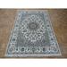 Hand Knotted Ivory Nain with Wool & Silk Oriental Rug (4'8" x 6'9") - 4'8" x 6'9"