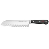 Wusthof Classic 7" Hollow Edge Santoku Kitchen Knife - Black & Silver