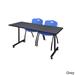 Regency Seating Kobe Black Laminate 72 x 24 Mobile Training Table and 2 'M' Blue Stackable Chairs