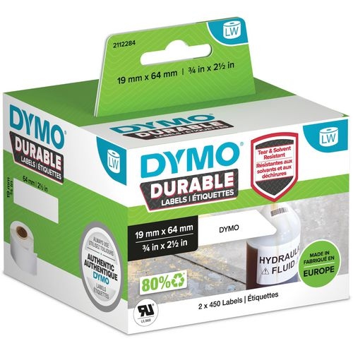 DYMO LW 2112284 Etiketten Selbsthaftend Schwarz auf Weiß 19 mm (B) x 64 mm (L) 900 Etiketten Image
