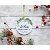 The Holiday Aisle® Personalized Our First Christmas As Grandparents Hoiliday Shaped Ornament /Porcelain in Black/Green/White | Wayfair