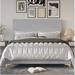 Etta Avenue™ Rhea Low Profile Standard Bed Upholstered/Velvet, Wood in Gray | 45.4 H x 42.9 W x 80.7 D in | Wayfair