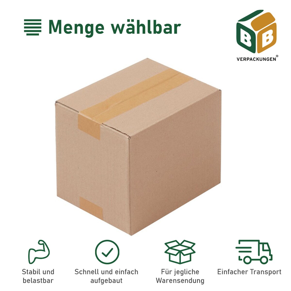 BB-Verpackungen GmbH 500 x Faltkarton (190 x 150 x 140 mm) stabil 1-wellig Versandkarton Päckchen DHL Hermes Schachtel Box Paket braun BB-Verpackungen Image