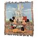 Disney Bedding | Disney Vintage Mickie Minnie Mouse Disney Castle Knit Frayed Trim Throw Blanket | Color: Tan | Size: Os