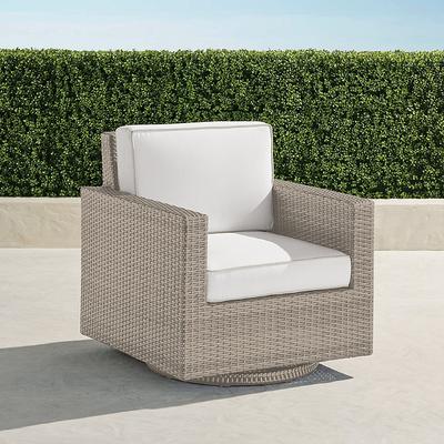 Small Palermo Swivel Lounge Chair with Cushions in Dove Wicker - Standard, Cara Stripe Air Blue - Frontgate