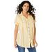 Plus Size Women's Seersucker Big Shirt by Roaman's in Yellow Seersucker Stripe (Size 42 W)