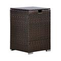 Teamson Home Outdoor Fire Pit Gas Bottle Tank Cover, Fire Pit Gas Storage Holder, Rattan Storage Holder Table with Lid, Garden Rattan Furniture